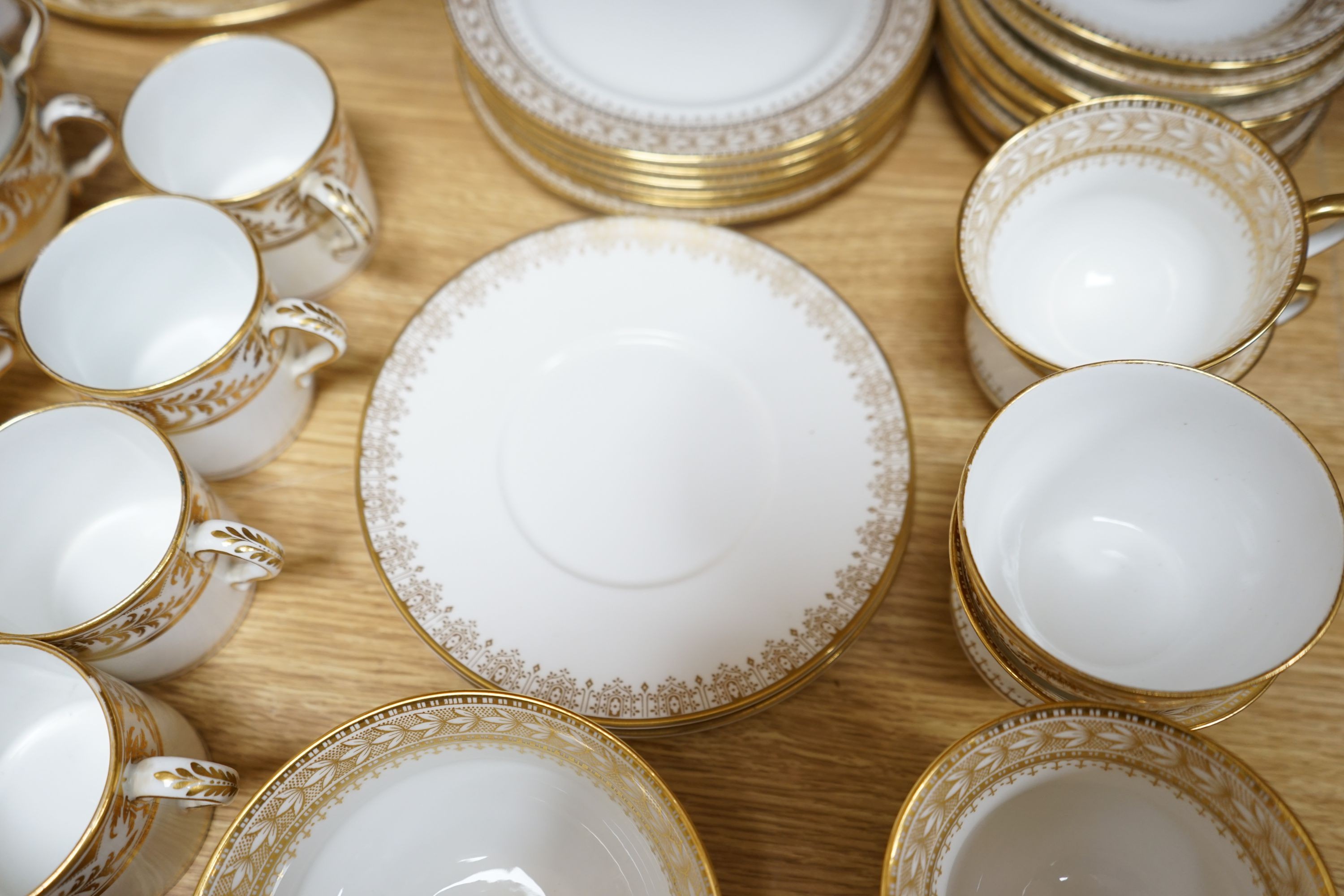 A Regency porcelain part tea and coffee set and an Aynsley part tea service